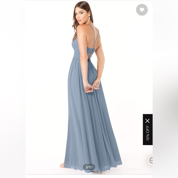 Azazie Aaida Dusty Blue Bridesmaid Dress - Picture 7 of 17